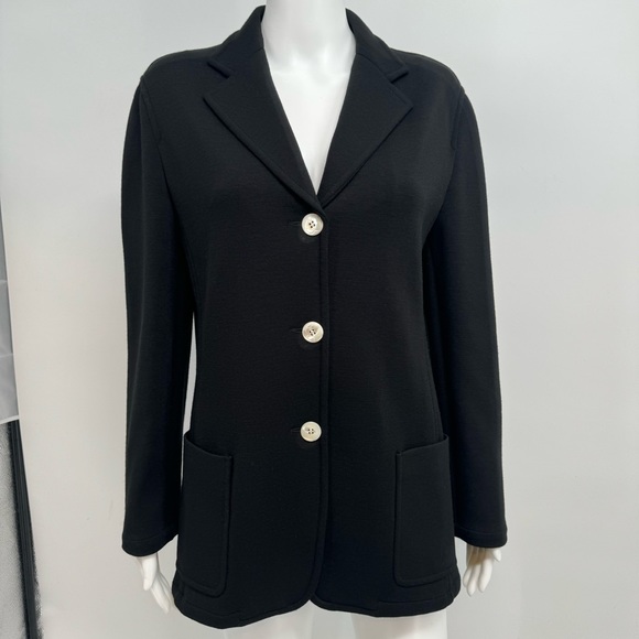 GILMAR Blazer Jacket Women’s 42 EUC Black Button Front Italy Long Sleeves - Picture 1 of 9